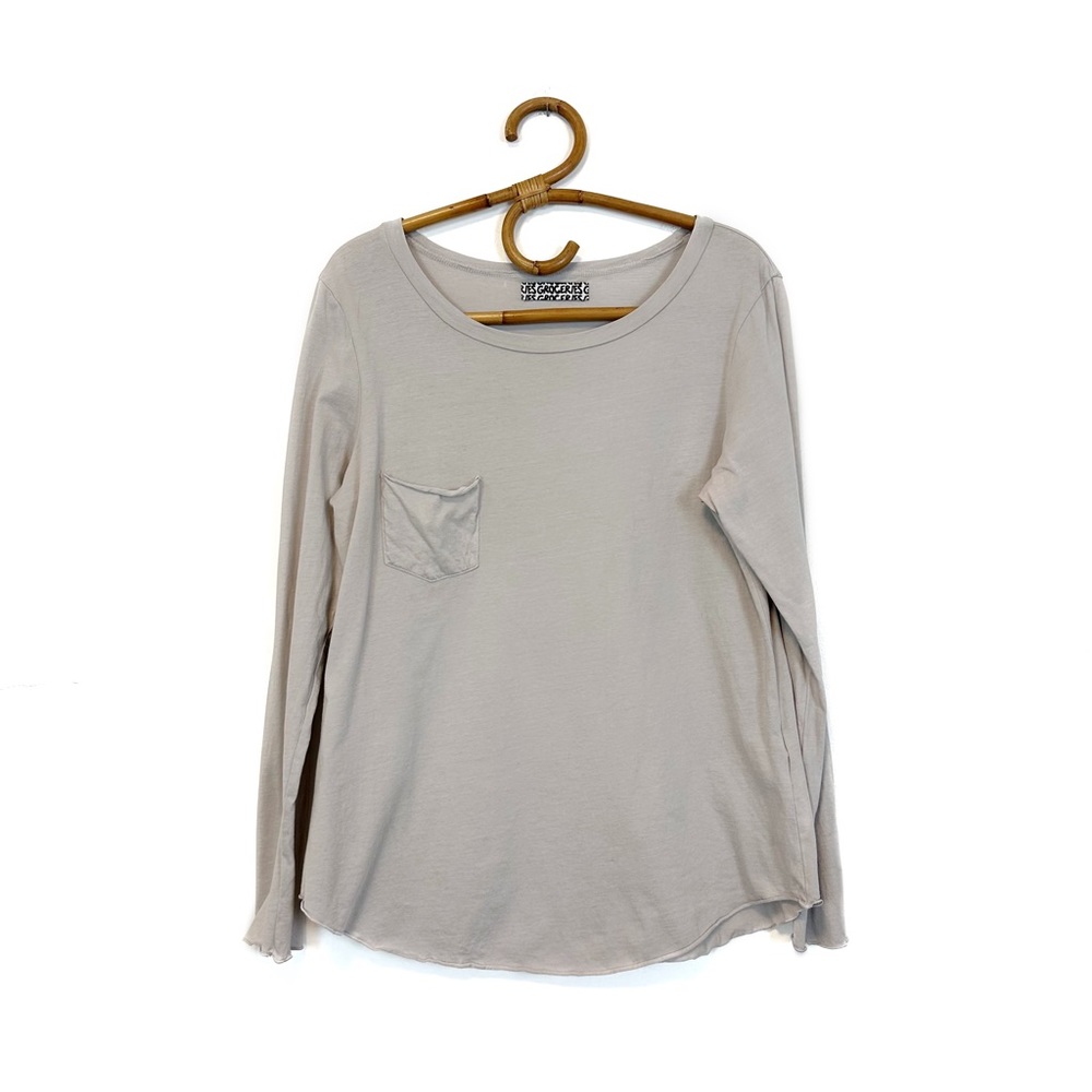Groceries | Grey Organic Cotton Pocket Long Sleeve Oversized Tee Size S